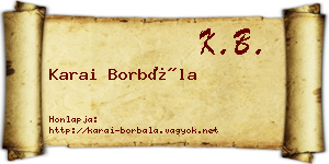 Karai Borbála névjegykártya
