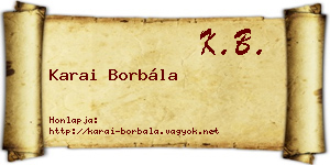 Karai Borbála névjegykártya